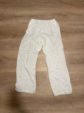 Daydreamer White Casual Linen-Blend Chinos